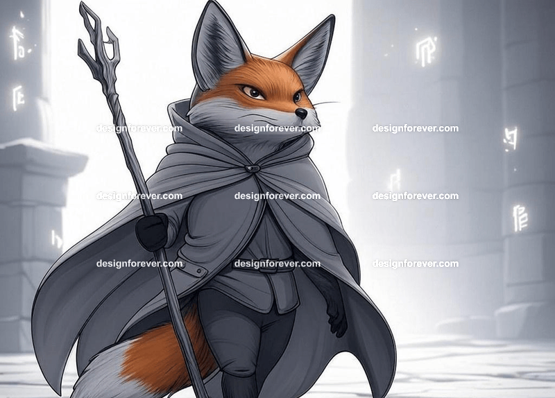 Cunning fox in a flowing cloak