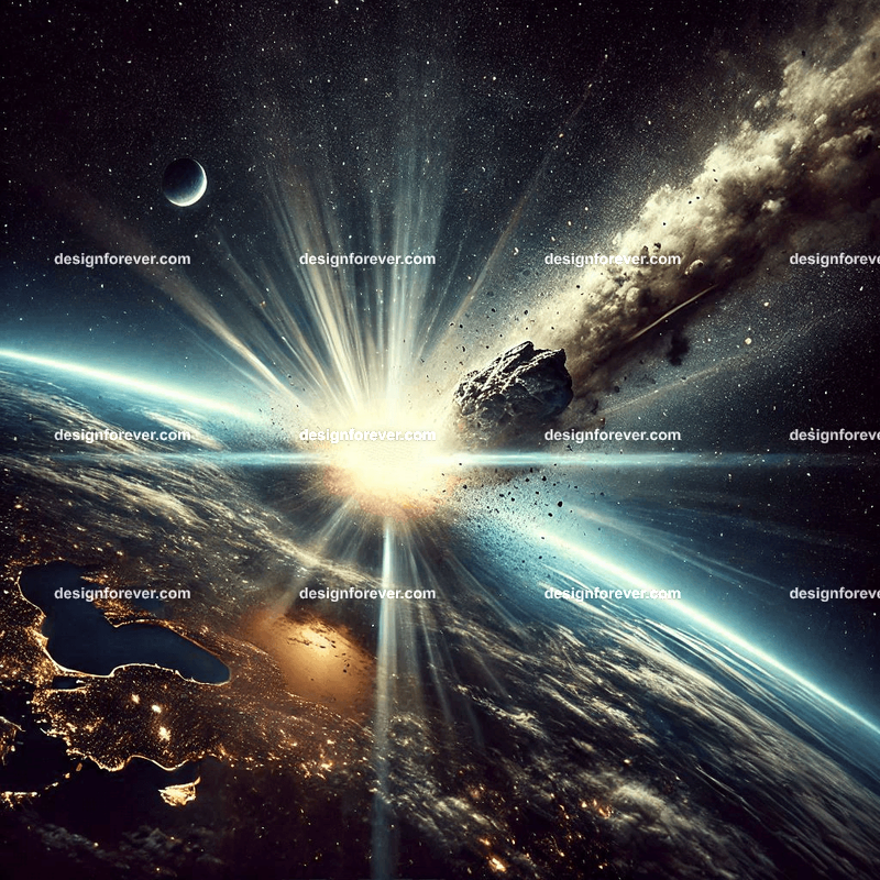 comet crashing onto earth view from space