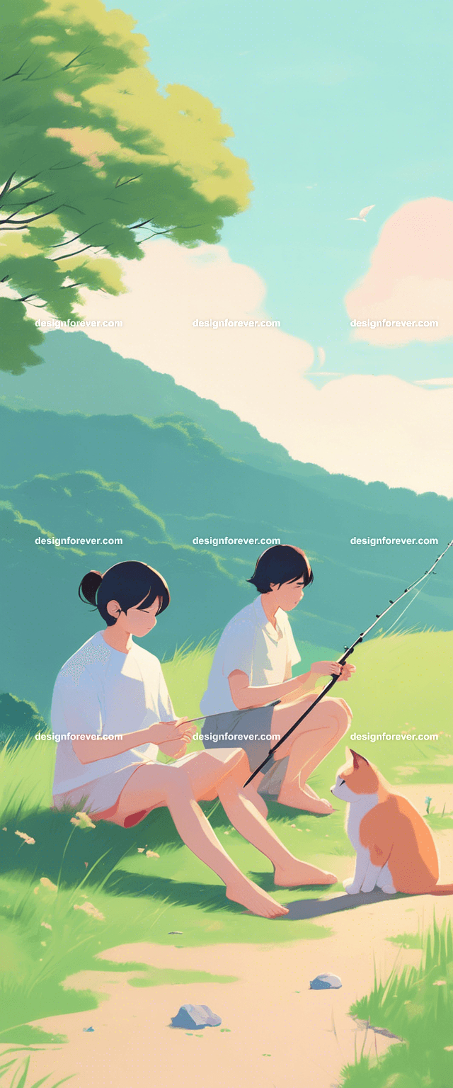 teen girl with a girl friend on tree branch of big old tree looking down at river