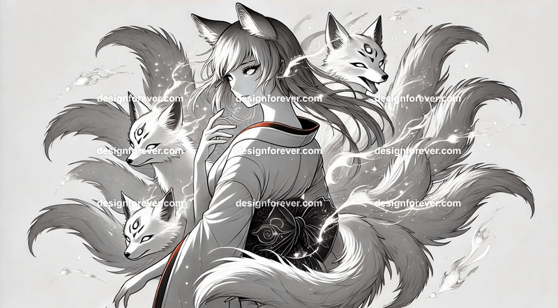 Kitsune in a silk kimono