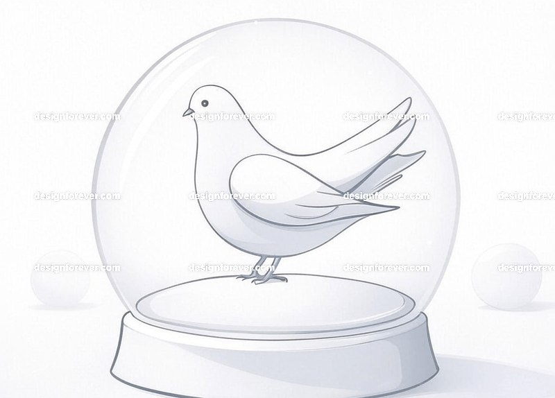 dove in crystal ball glass orb