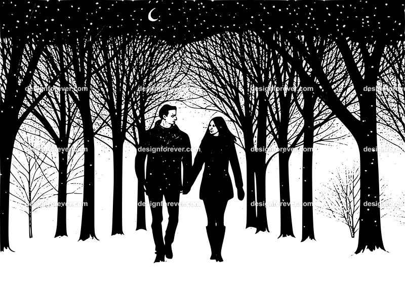 couple walking under autumn leaves