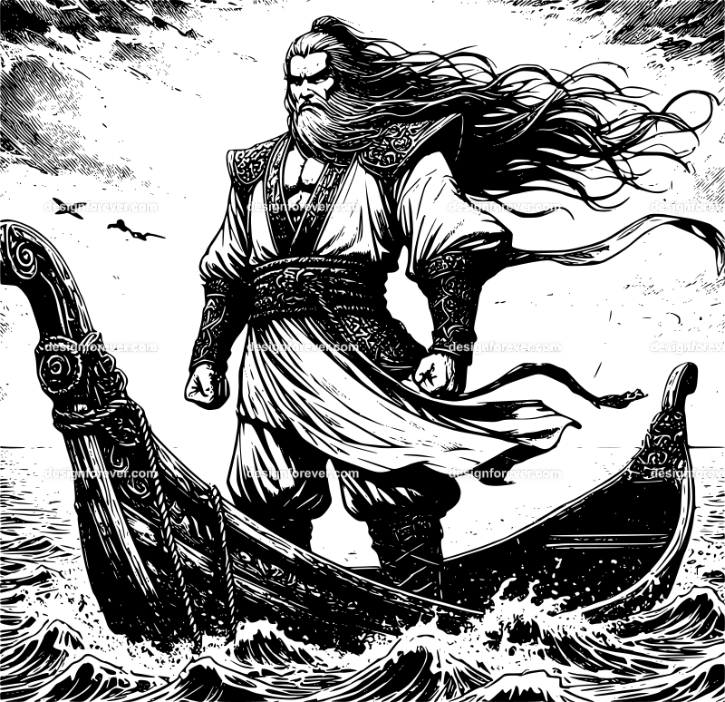 wuxia warrior on boat