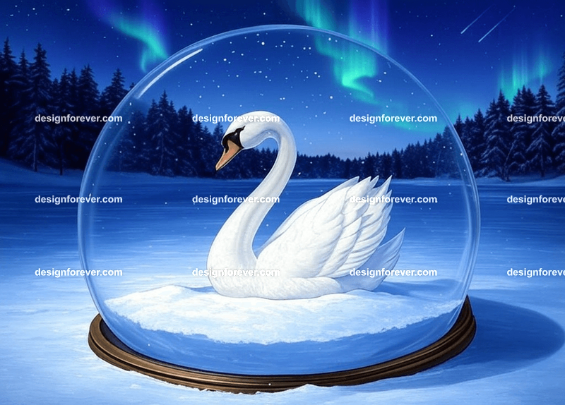 swan in crystal ball glass orb