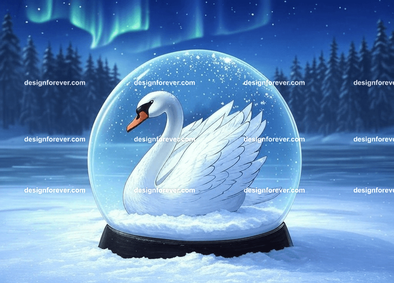 swan in crystal ball glass orb