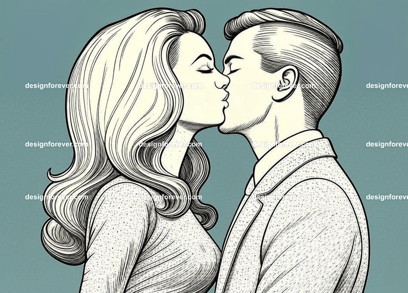 man kissing woman