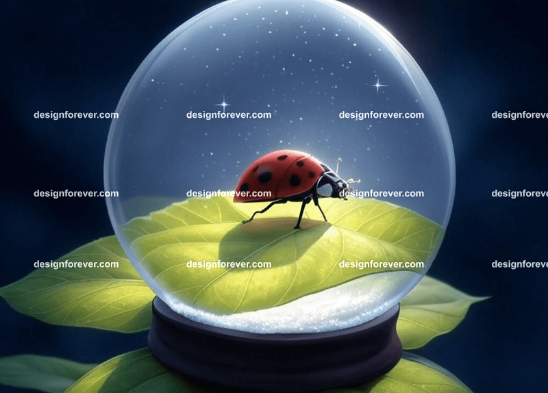 /imagine lady bug in a crystal ball