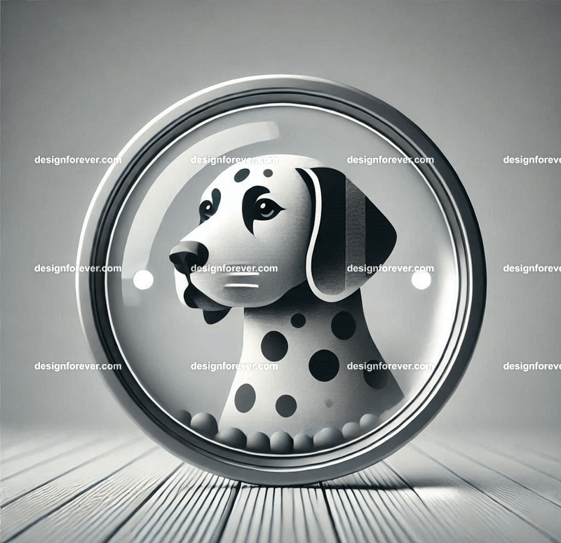 dalmation within glass circular seal