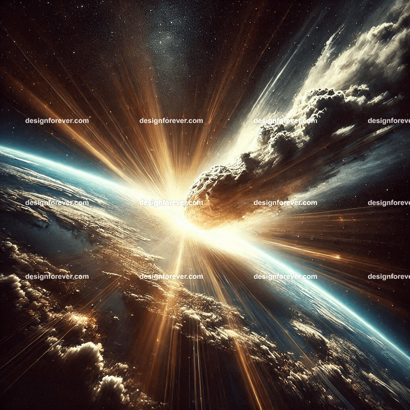 comet crashing onto earth view from space