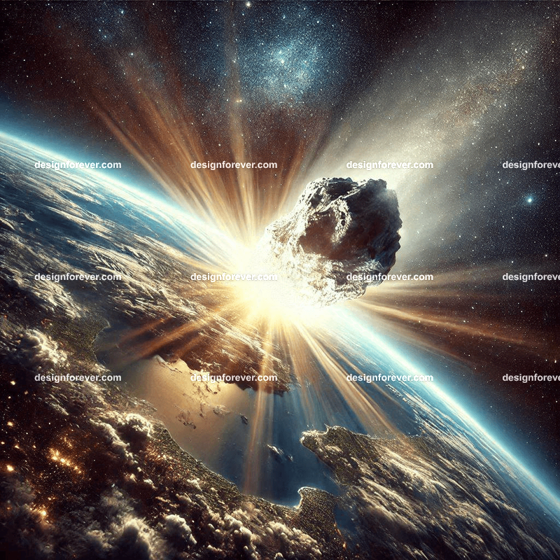 comet crashing onto earth view from space