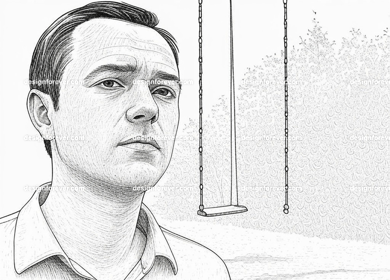 nolstagic image of man looking at a swing and thinking of his childhood