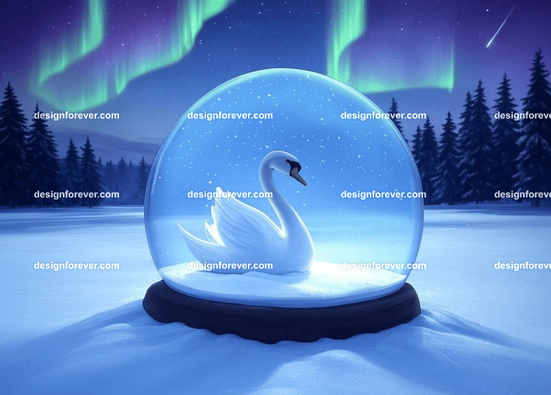 swan in crystal ball glass orb