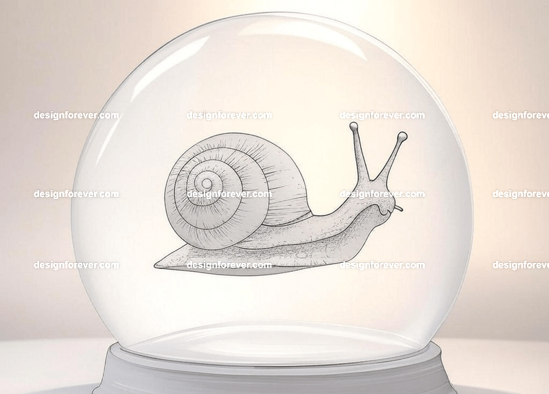 /imagine snail in a crystal ball