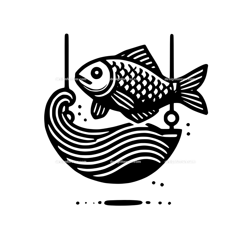 the swinging fish graphic logo