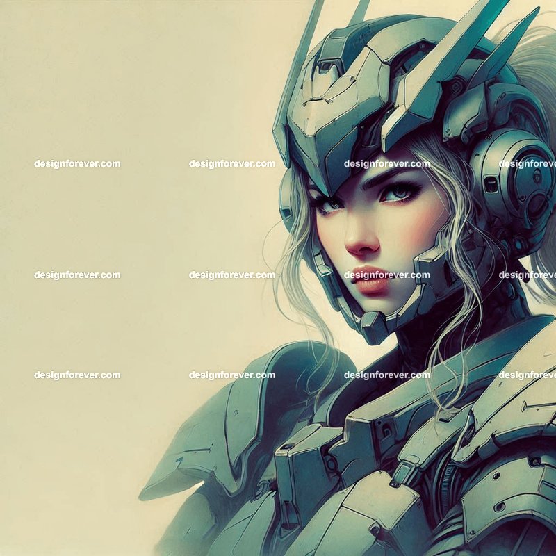 fierce woman in mobile suite armor like gundam
