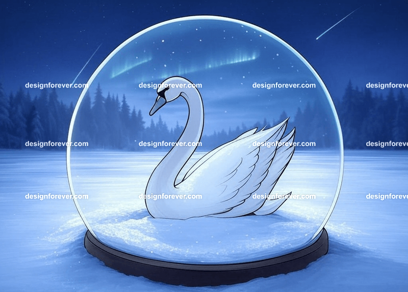 swan in crystal ball glass orb