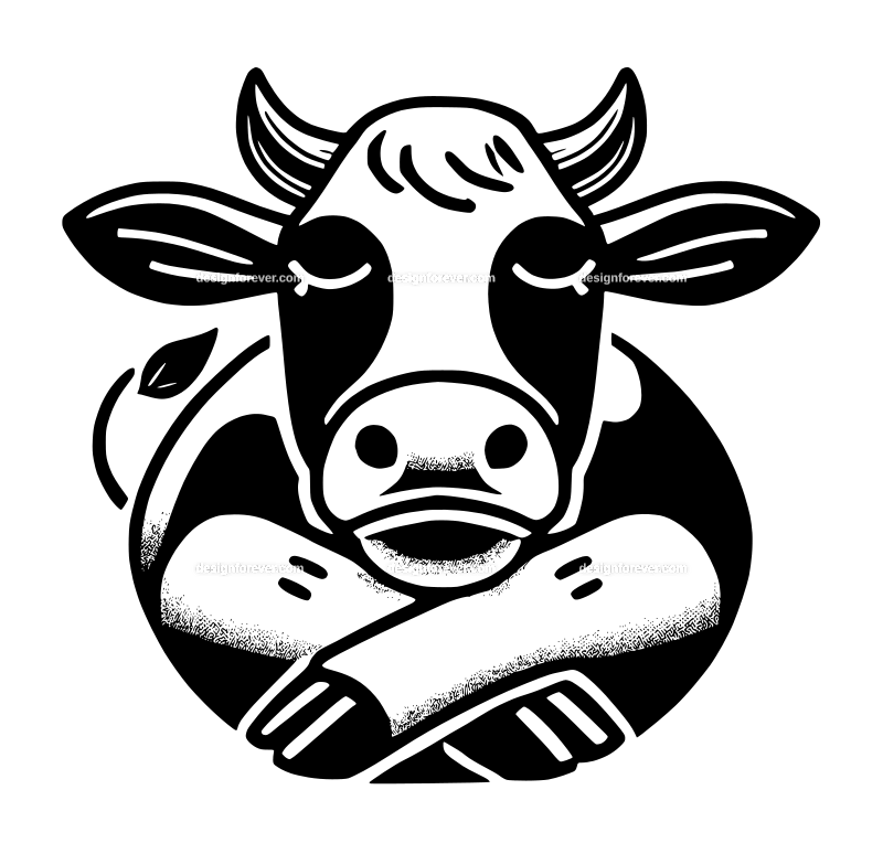 the sleeping cow graphic logo