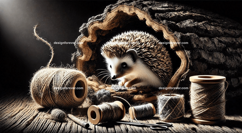 hedgehog living within a cave making crafts