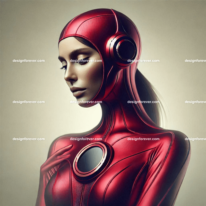 woman in red lycra mobile suit