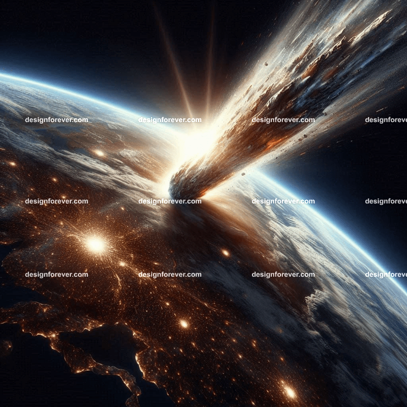comet crashing onto earth view from space