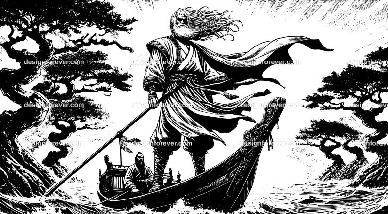 wuxia warrior on boat