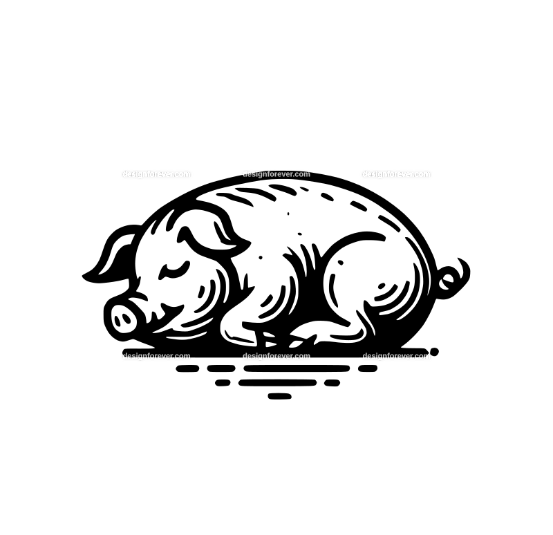 the sleeping pig graphic logo