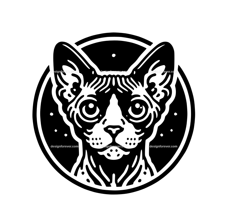 Devon Rex cat graphic logo