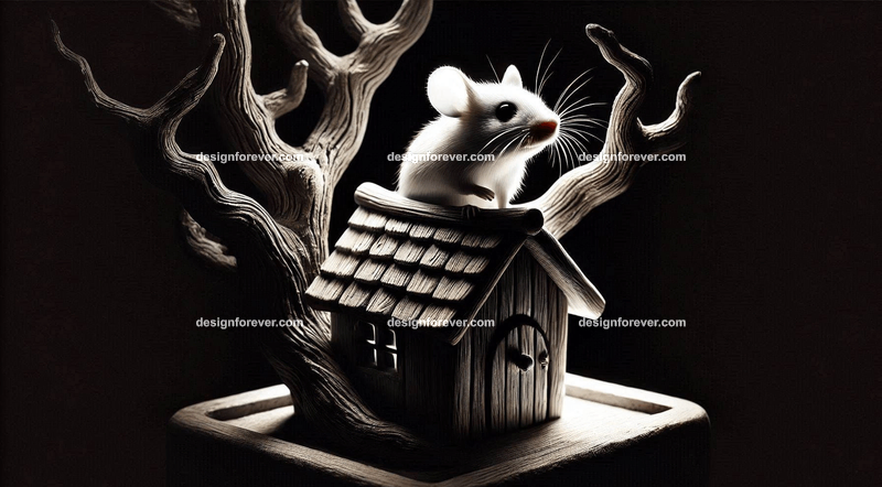 mouse within a tree in a small house