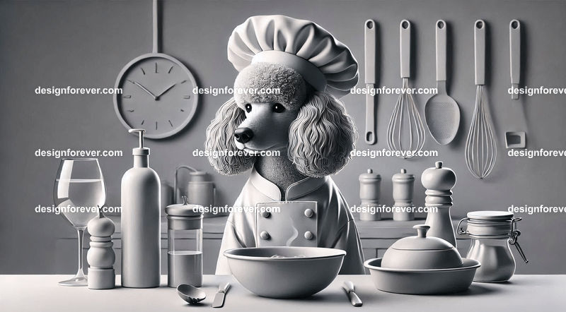 poodle dressed as chef