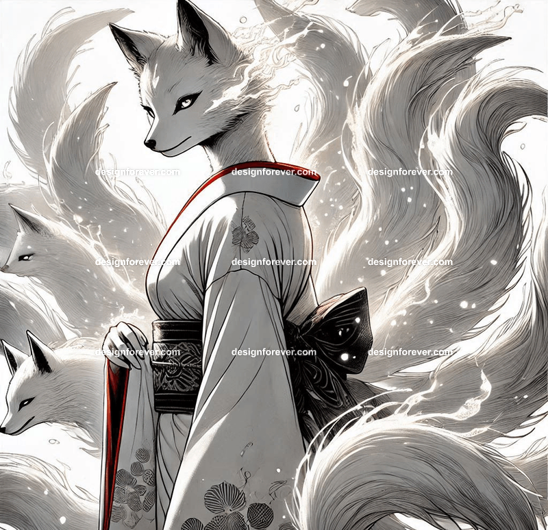 Kitsune in a silk kimono