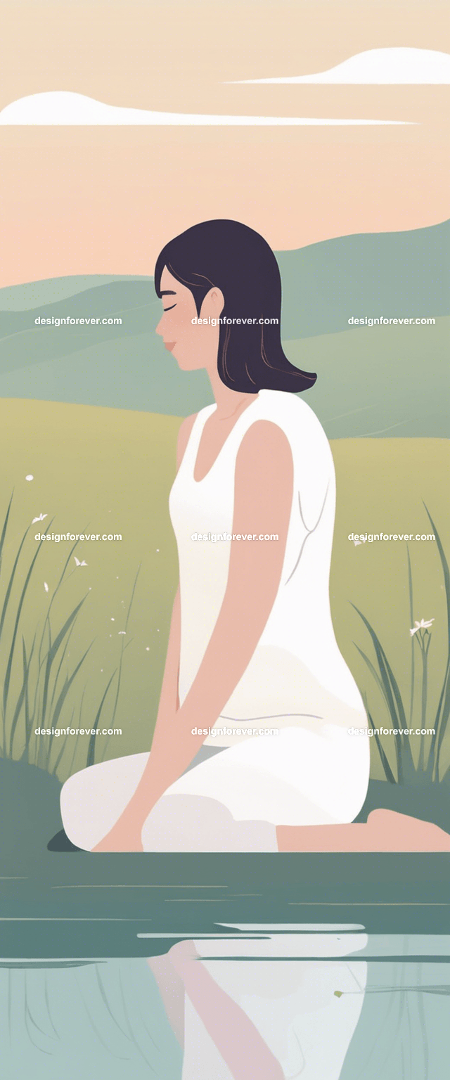 young woman at pond