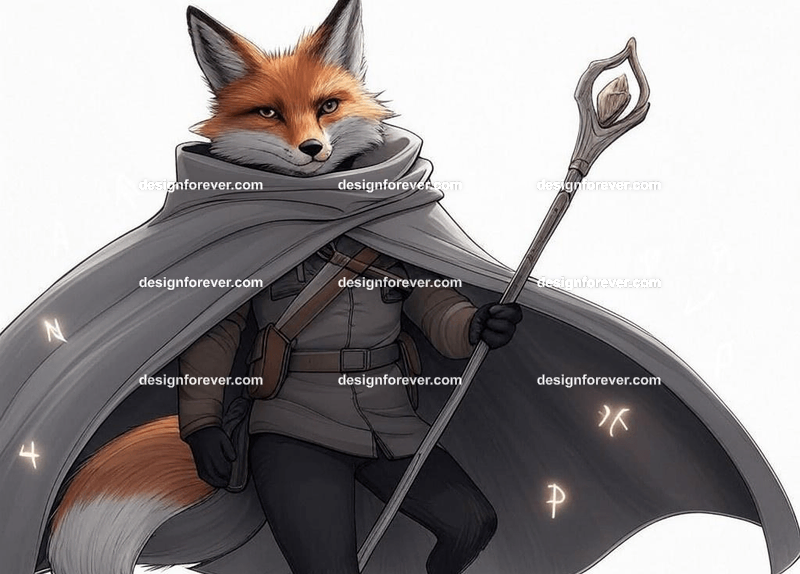 Cunning fox in a flowing cloak