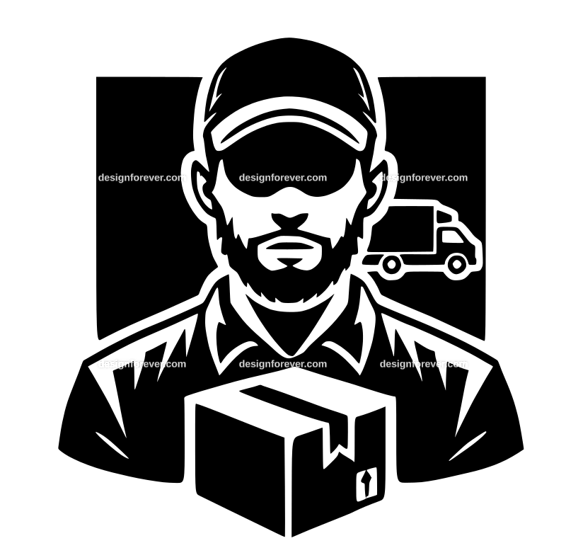 delivery man mover graphic logo