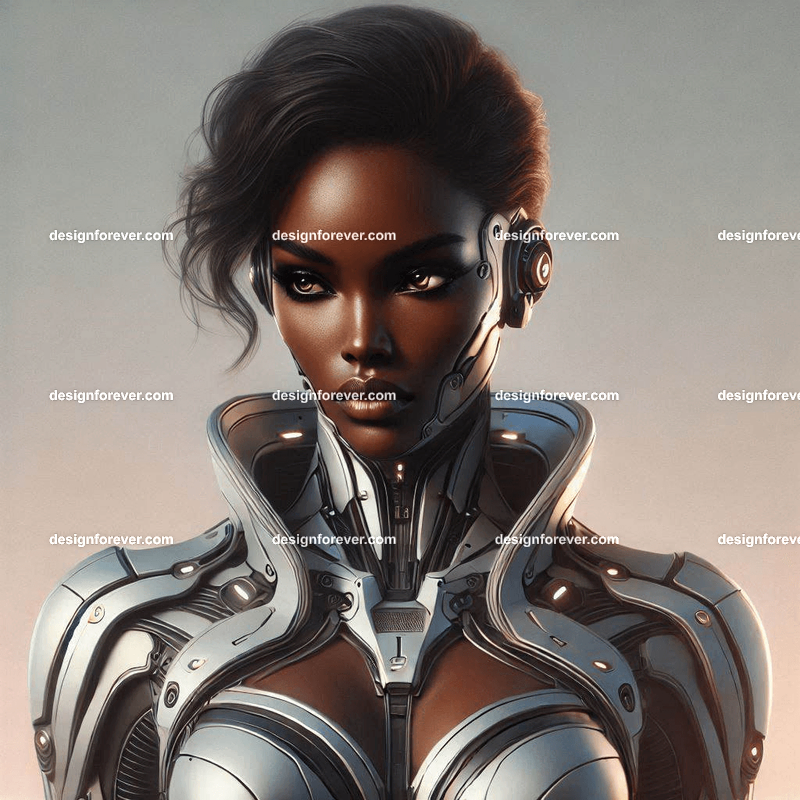 fierce woman in mobile suite armor like robotech