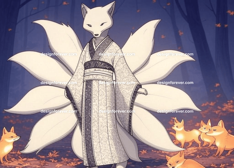 Kitsune in a silk kimono